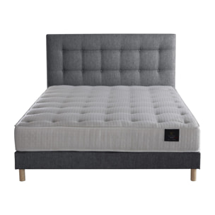 Ensemble matelas ressorts, COMETE + tête de lit capitonnée + sommier 11 cm