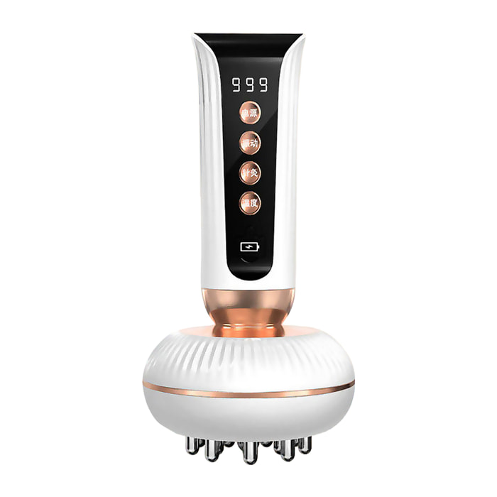 Masajeador corporal EMS + vibración con 9 intensidades y 9 niveles de temperatura.