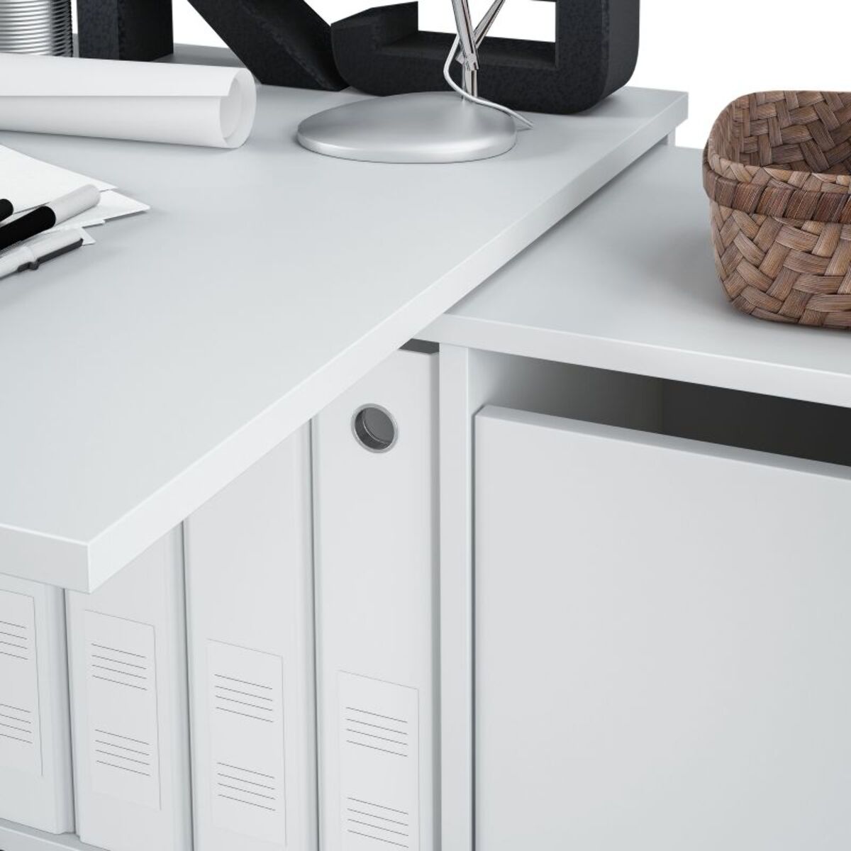 Mesa de escritorio Adapta XL Blanco Artik (Blanco Mate)