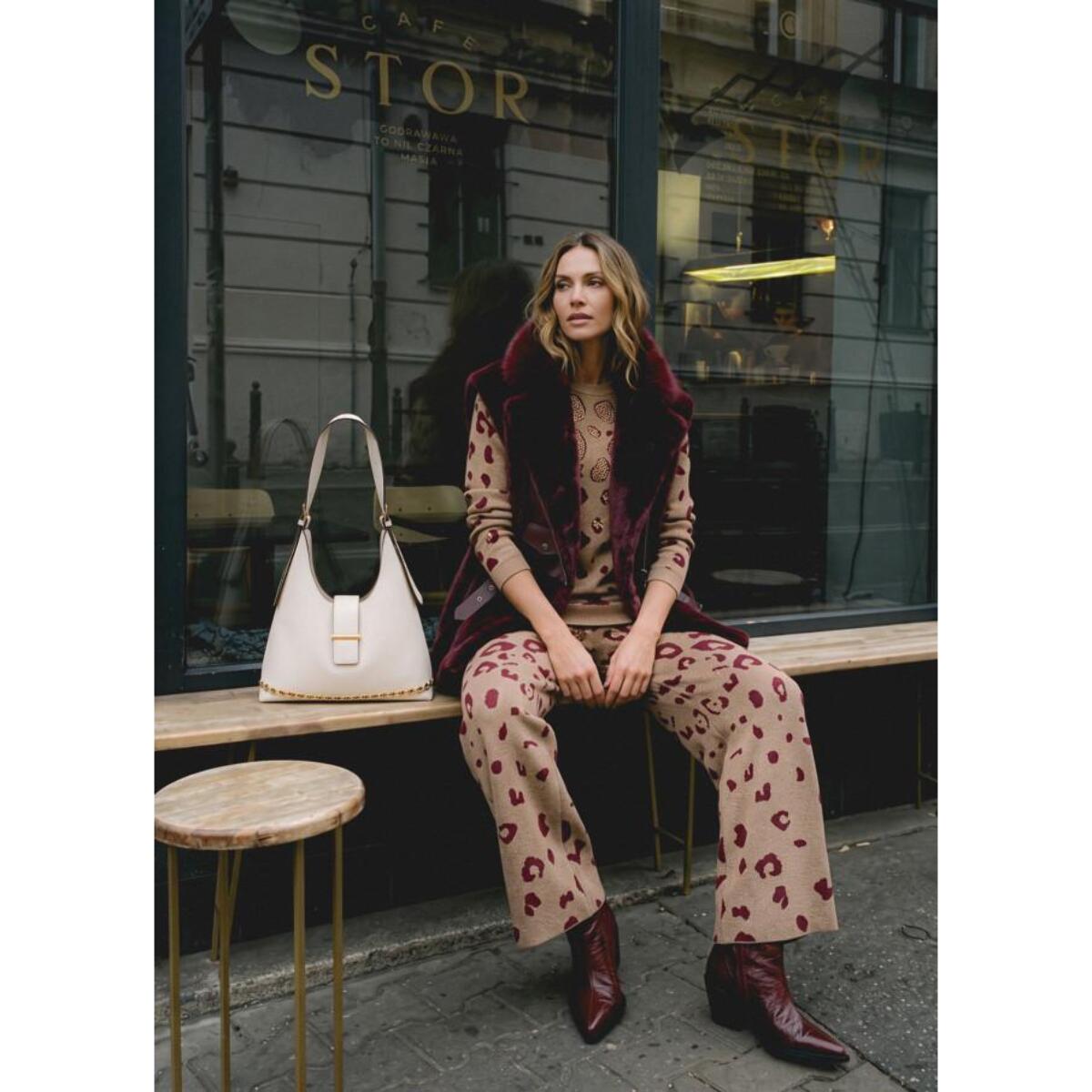 Pantaloni in jacquard di mucca