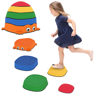 Conjunto de Piedras de Equilibrio para Niños Apilables de 5 Piezas Juego de Equilibrio para Niños de +2 Años Forma de Rana Antideslizantes para Interior y Exterior Multicolor