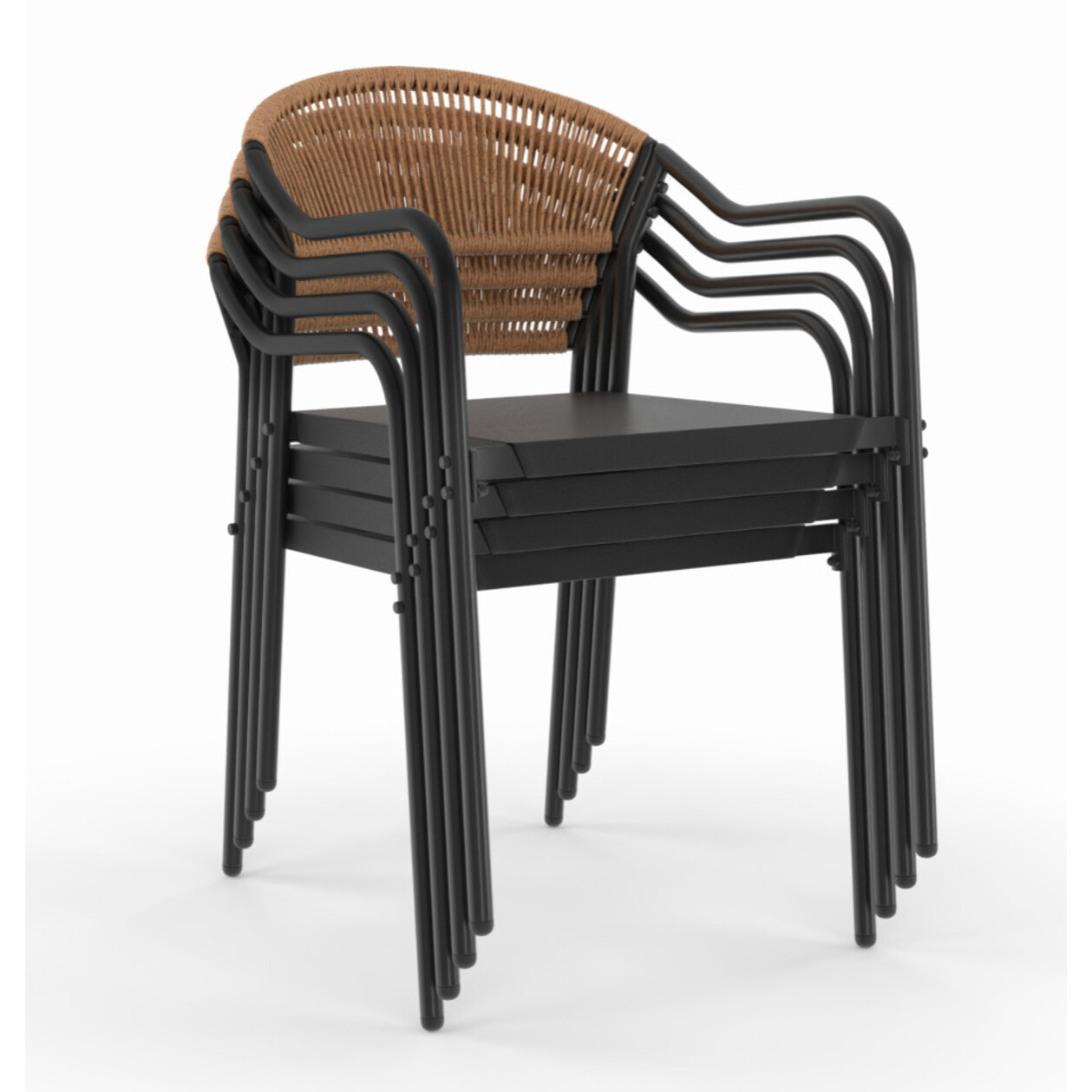 Chaises de jardin Nazare en osier et textilène - lot de 4