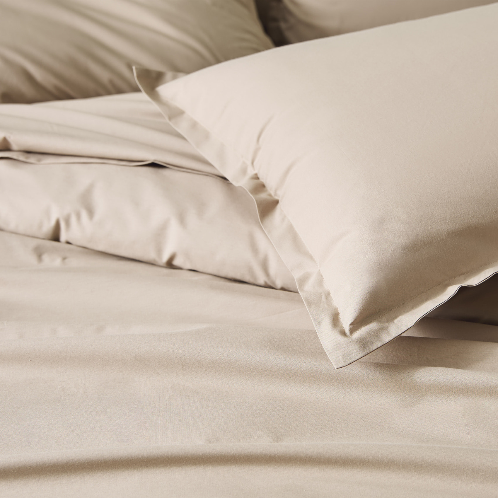 Taie d’oreiller percale de coton made in France - Beige