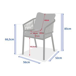 Lot de 2 fauteuils de jardin "Oriengo" beige & argile aluminium mailles tressées et polyester