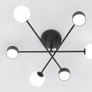 Lampada a sospensione Holon in acciaio nero e vetro