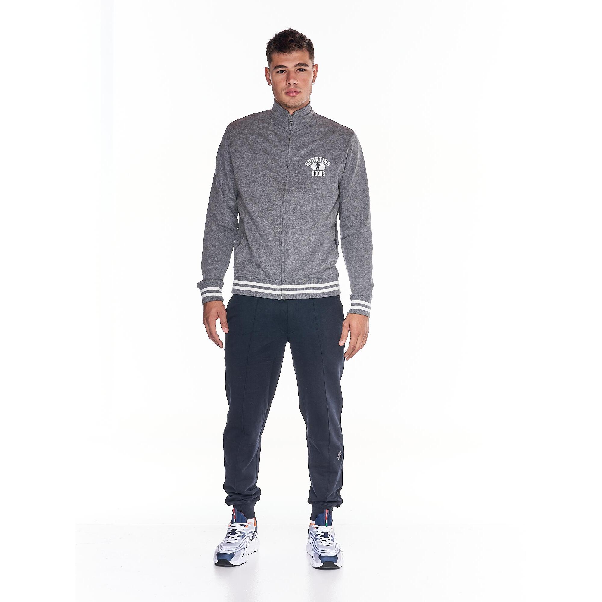 Chándal universitario con cremallera completa y cuello alto para hombre
