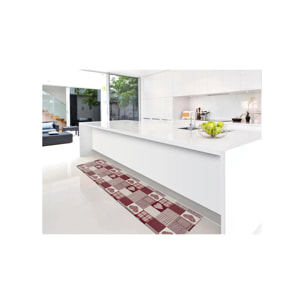 SALLY Alfombra vinílica de cocina patchwork en rojo, varias medidas disponibles.