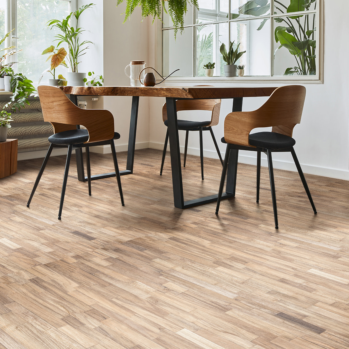 Revêtement sticker sol - PARQUET PETITS BOIS - Rouleau adhésif Protection Anti-dérapant