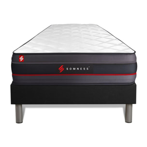 Ensemble Matelas Sommier 90x200 cm - Sommier Noir (en kit) - Regen
