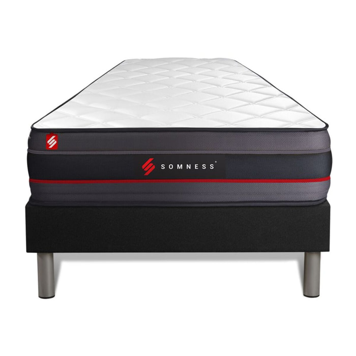 Ensemble Matelas Sommier 90x200 cm - Sommier Noir (en kit) - Regen