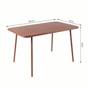 EVORA Table de jardin 4 à 6 places 120cm terracotta