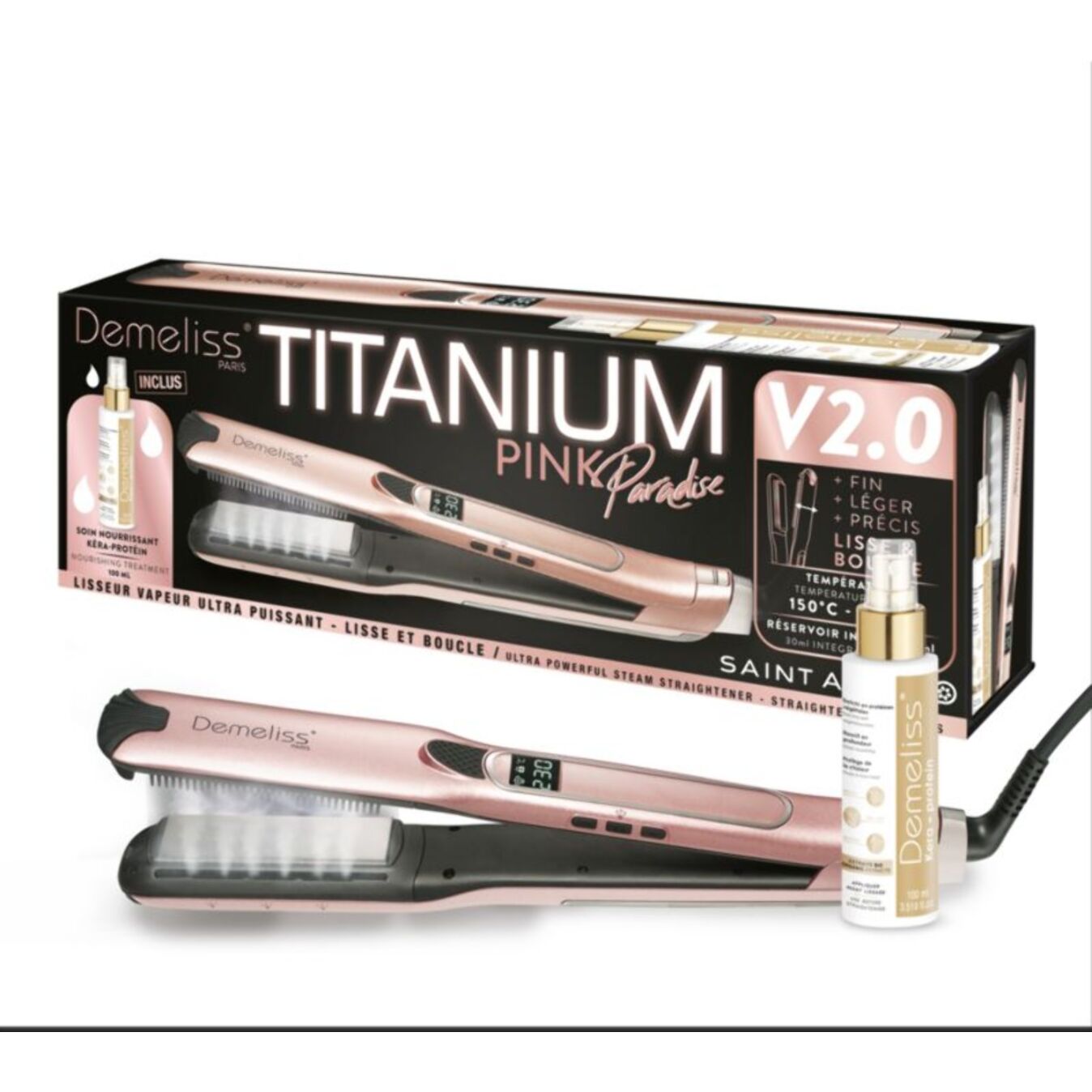 Lisseur vapeur SAINT ALGUE Coffret demeliss titanium 2.0 rose