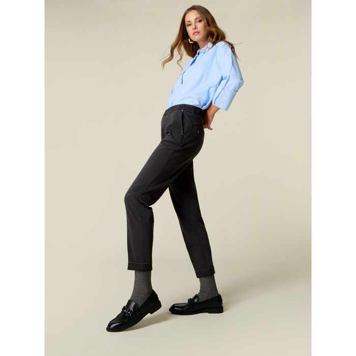 Oltre - Jeans chinos con vita elasticizzata - Nero