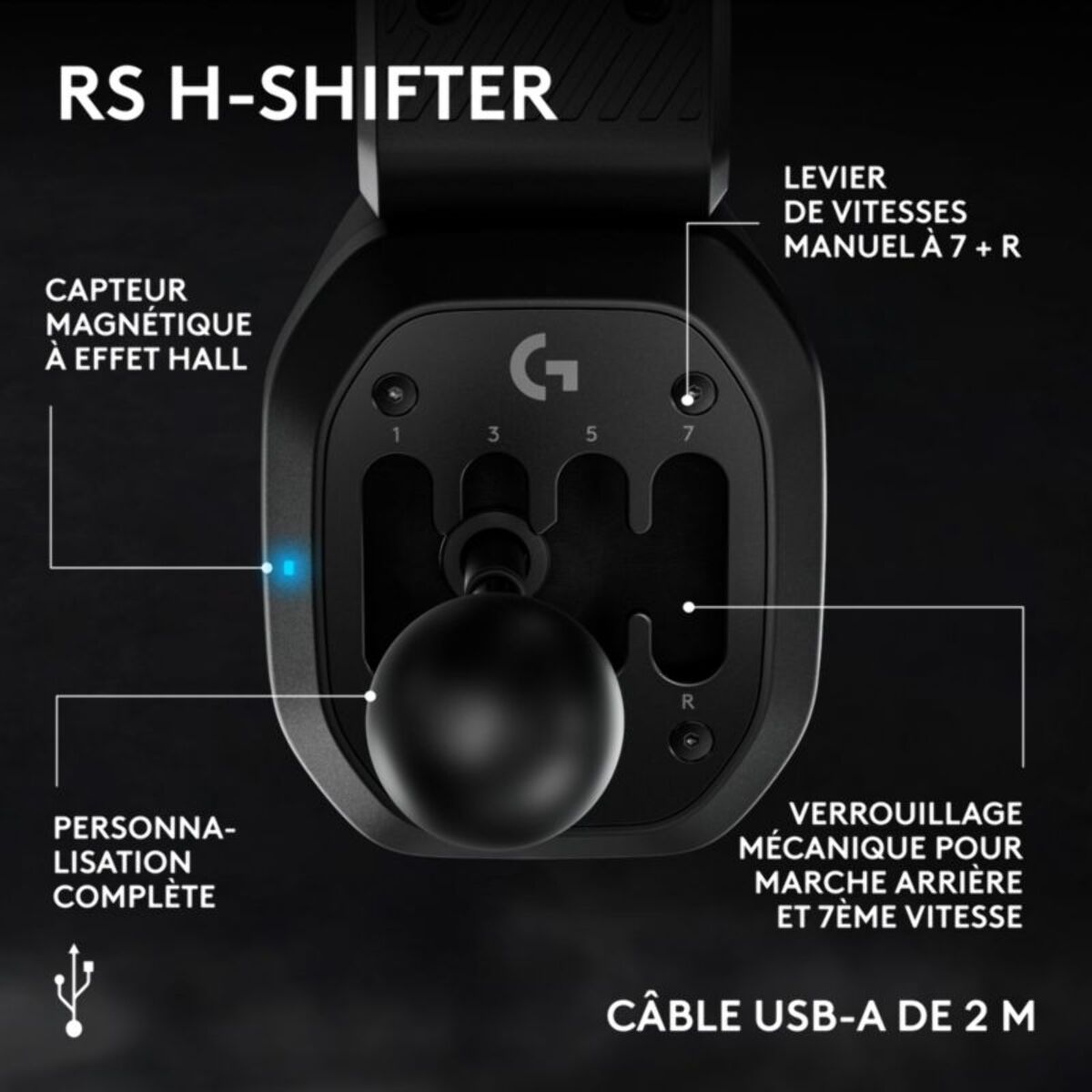 Levier de vitesses LOGITECH RS H-SHIFTER - BLACK Direct Drive