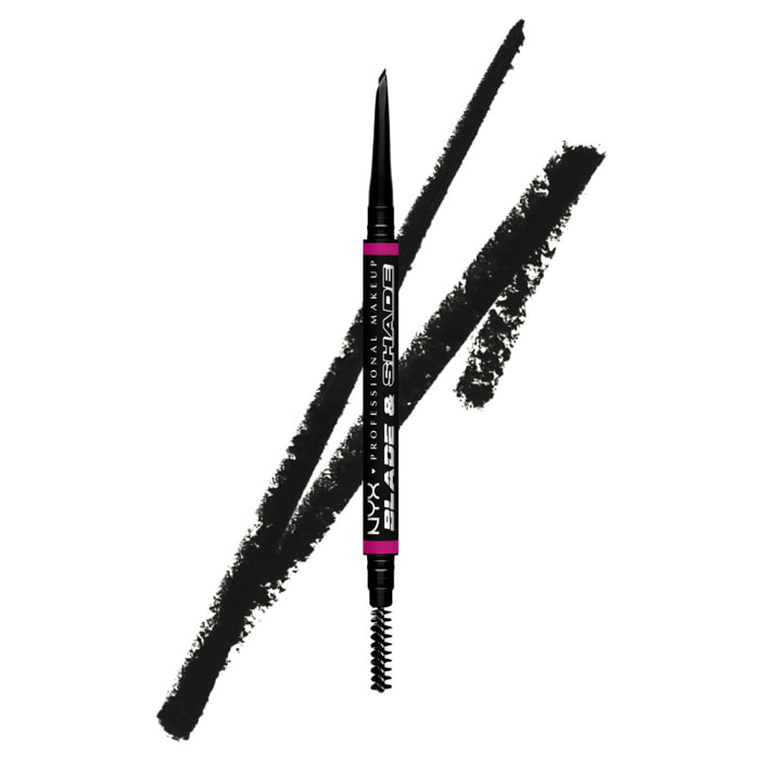 NYX Professional Makeup Blade & Shade, Crayon sourcils double embout, tenue jusqu'à 16h, Black