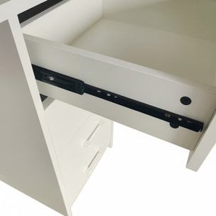 Cassiopea - Scrivania con 4 Cassetti 110x56x73 cm per PC da Ufficio in Legno Bianca