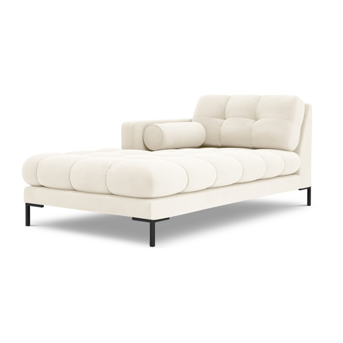 Méridienne gauche "Bali" en velours beige clair