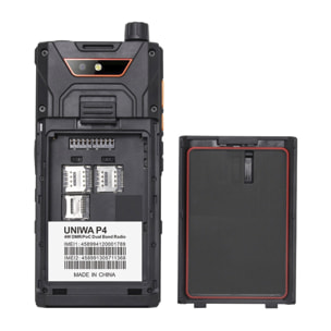 DAM Smartphone / Radio Walkie Talkie Rugerizado  P4 4G, Android 9.0 , 4GB RAM + 64GB. Pantalla 4''. 13mpx + 8mpx. GPS. IP68. UHF / VHF. 7,1x2,5x14,8 Cm. Color: Negro
