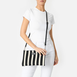 Pochette donna nera-panna in canvas