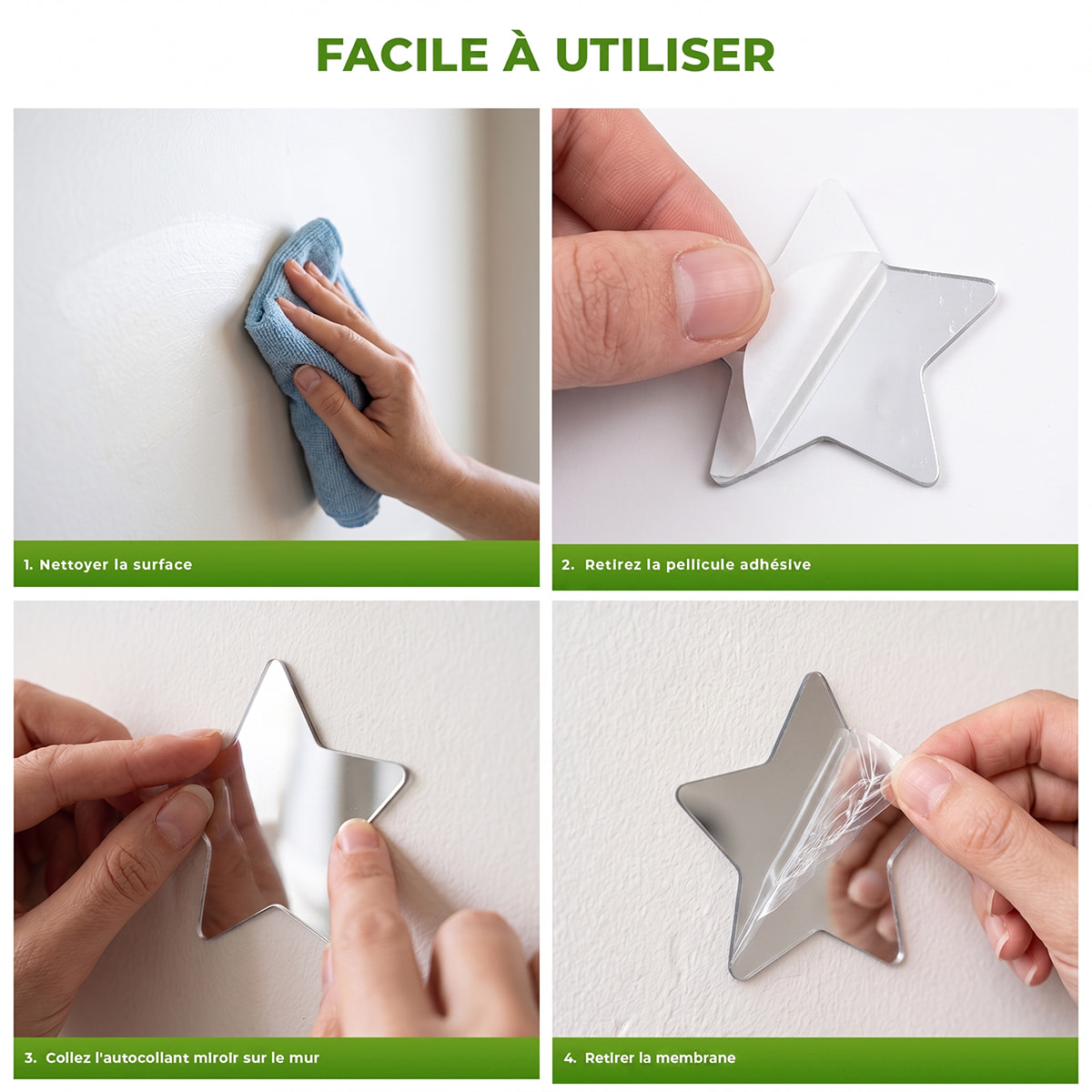 Sticker miroir Fée et 42 étoiles