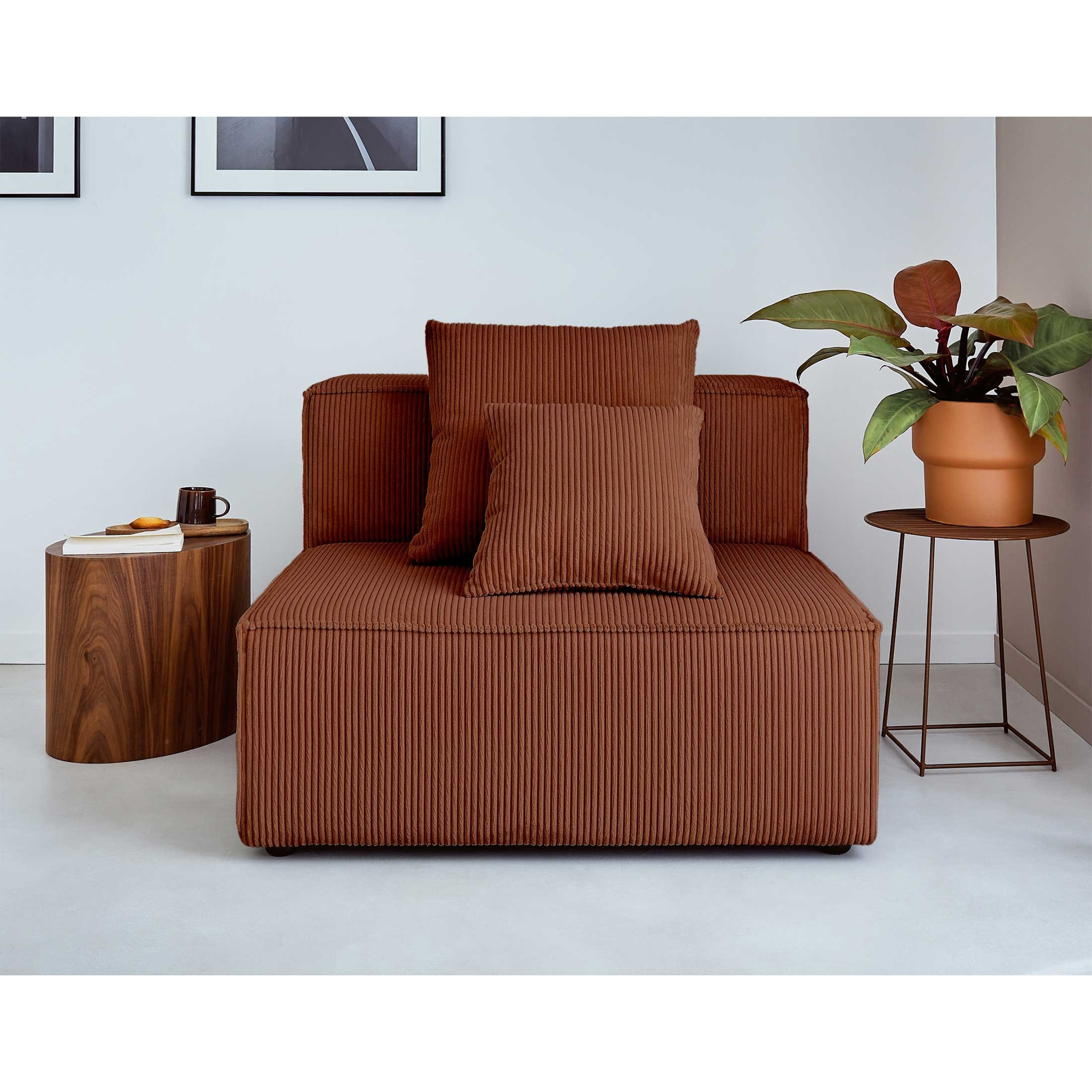 Colombine - module d'assise - en velours côtelé - Terracotta
