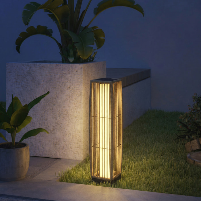 Lanterne solaire sans fil rechargeable résine tressée sable