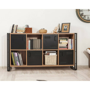 Credenza Dumfrie, Buffet da soggiorno, Madia da salotto, Dispensa da cucina, 164x35h89 cm, Quercia e Nero