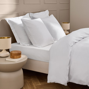 Drap-housse en coton lavé motif carreaux jacquard - Blanc