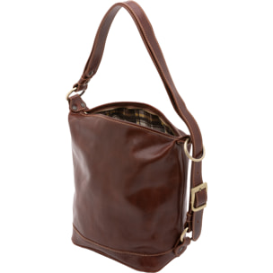 Borsa a secchiello  da donna In Vera pelle Made in Italy 34x33x15 cm
