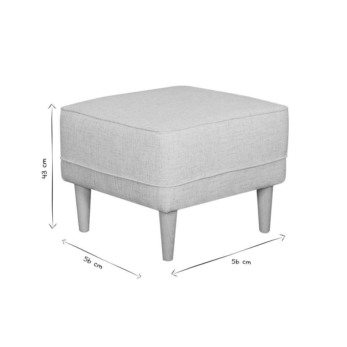 Pouf repose-pieds en tissu gris clair et bois clair PAPEL