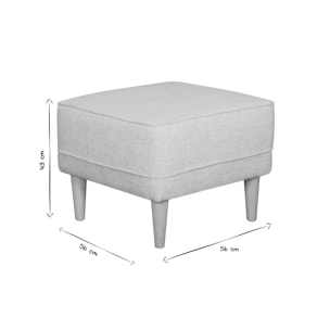 Pouf repose-pieds en tissu gris clair et bois clair PAPEL