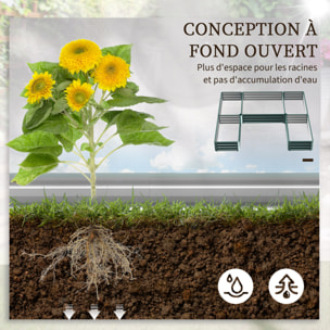 Lot de 5 carrés potager de jardin - forme personnalisable - tôle d'acier ondulée vert