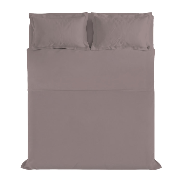 COMPLETO LETTO RASO CLOE, 100% Raso di Cotone, Made in Italy - ROSA ANTICO