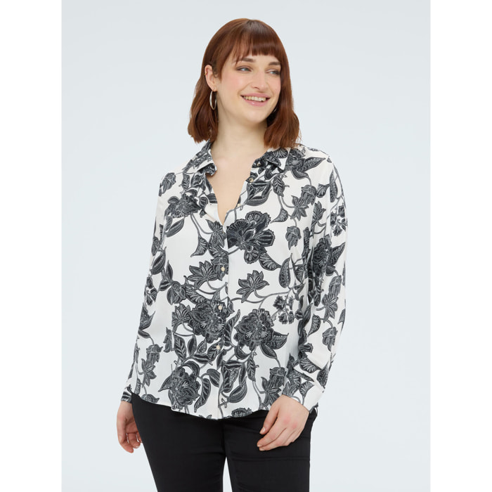 Fiorella Rubino - Camisa de raso con estampado floral - Negro