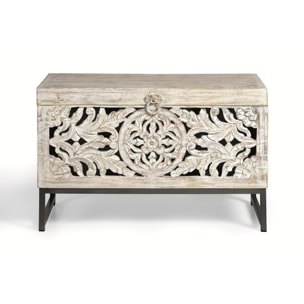 Baúle de Madera de Mango 80 Cm Estilo Étnico Boho Tallado
