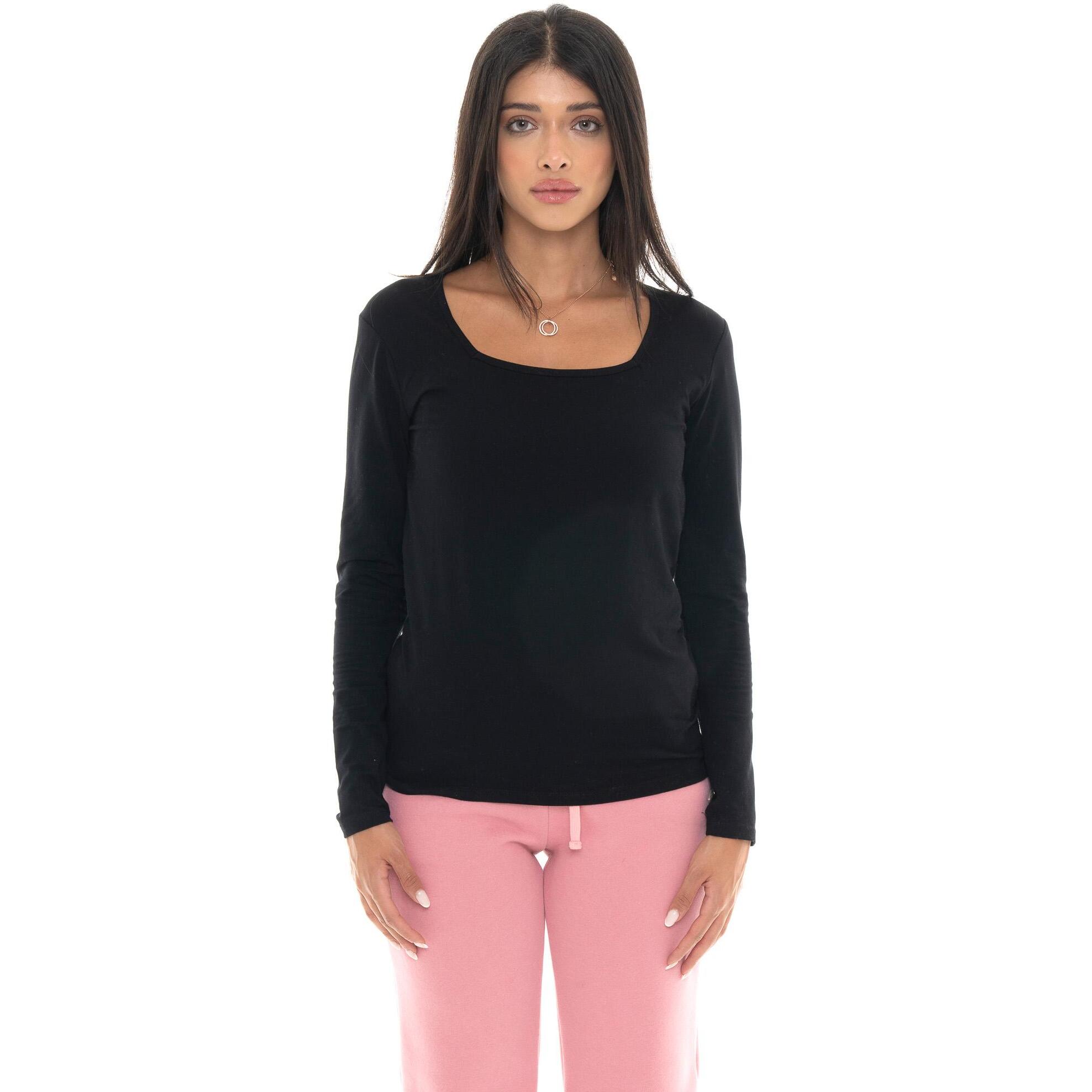 T-shirt donna a manica lunga con placchetta Leone 1947 Never Without