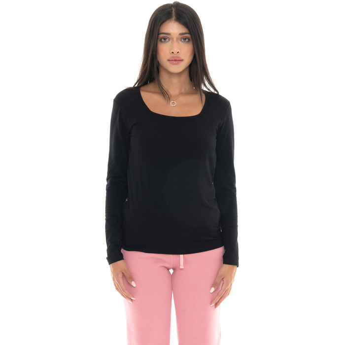 T-shirt donna a manica lunga con placchetta Leone 1947 Never Without