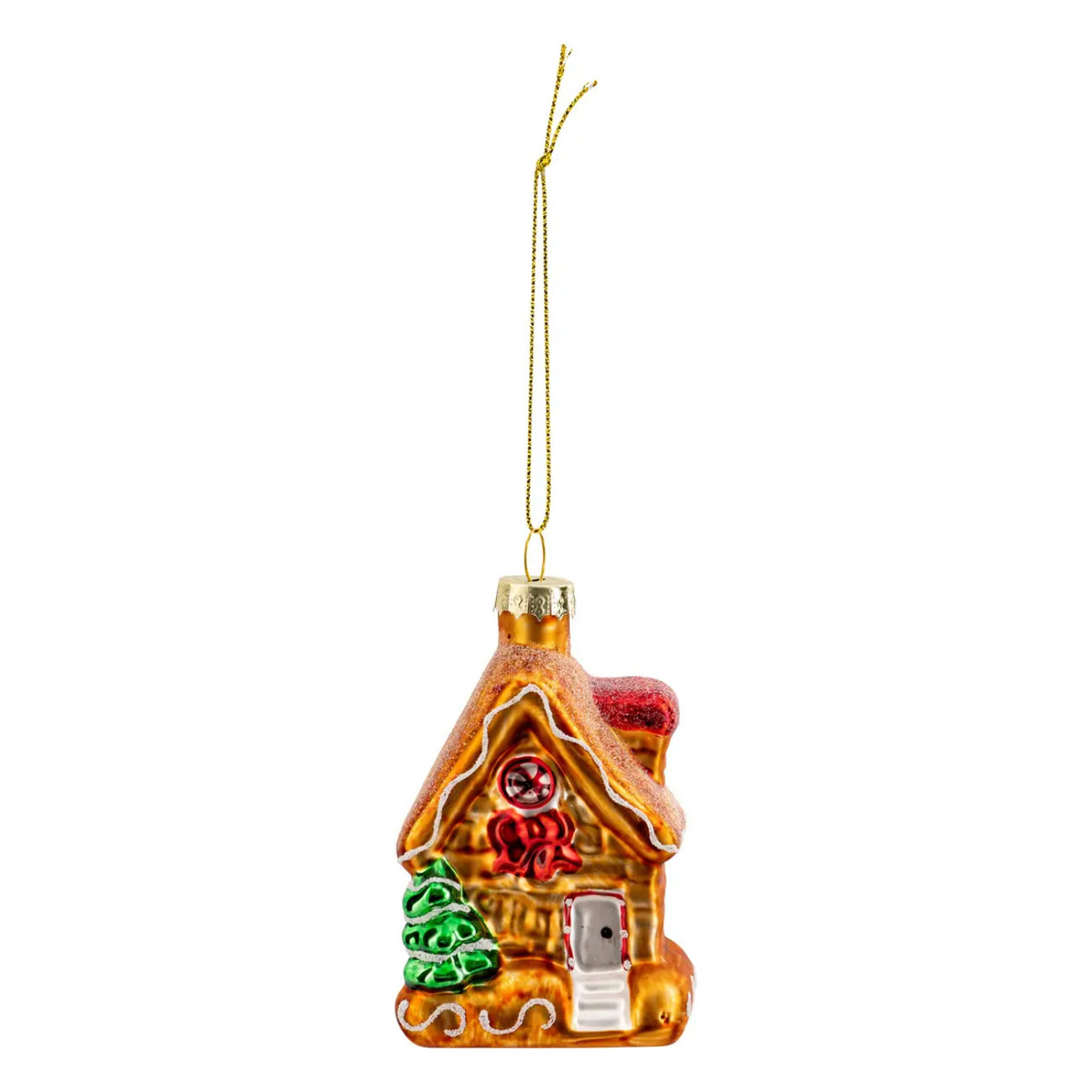 Sujet maison pain d'épice verre D.8cm rouge