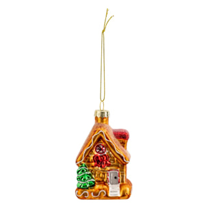Sujet maison pain d'épice verre D.8cm rouge