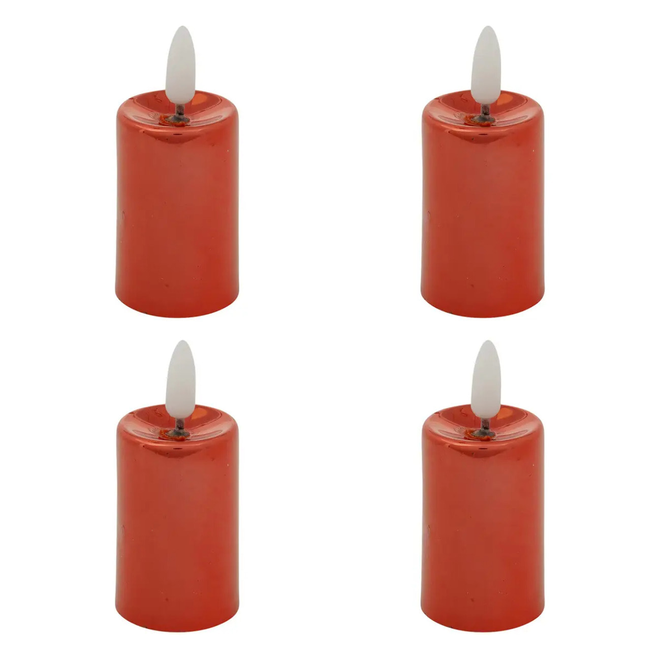 Lot de 4 bougies LED votives métal rouge