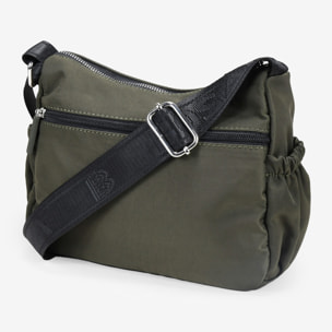 Bolso bandolera verde con cosido de corazones