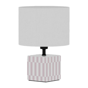 Petite Lampe à Poser Manet - Céramique rose et abat-jour en lin