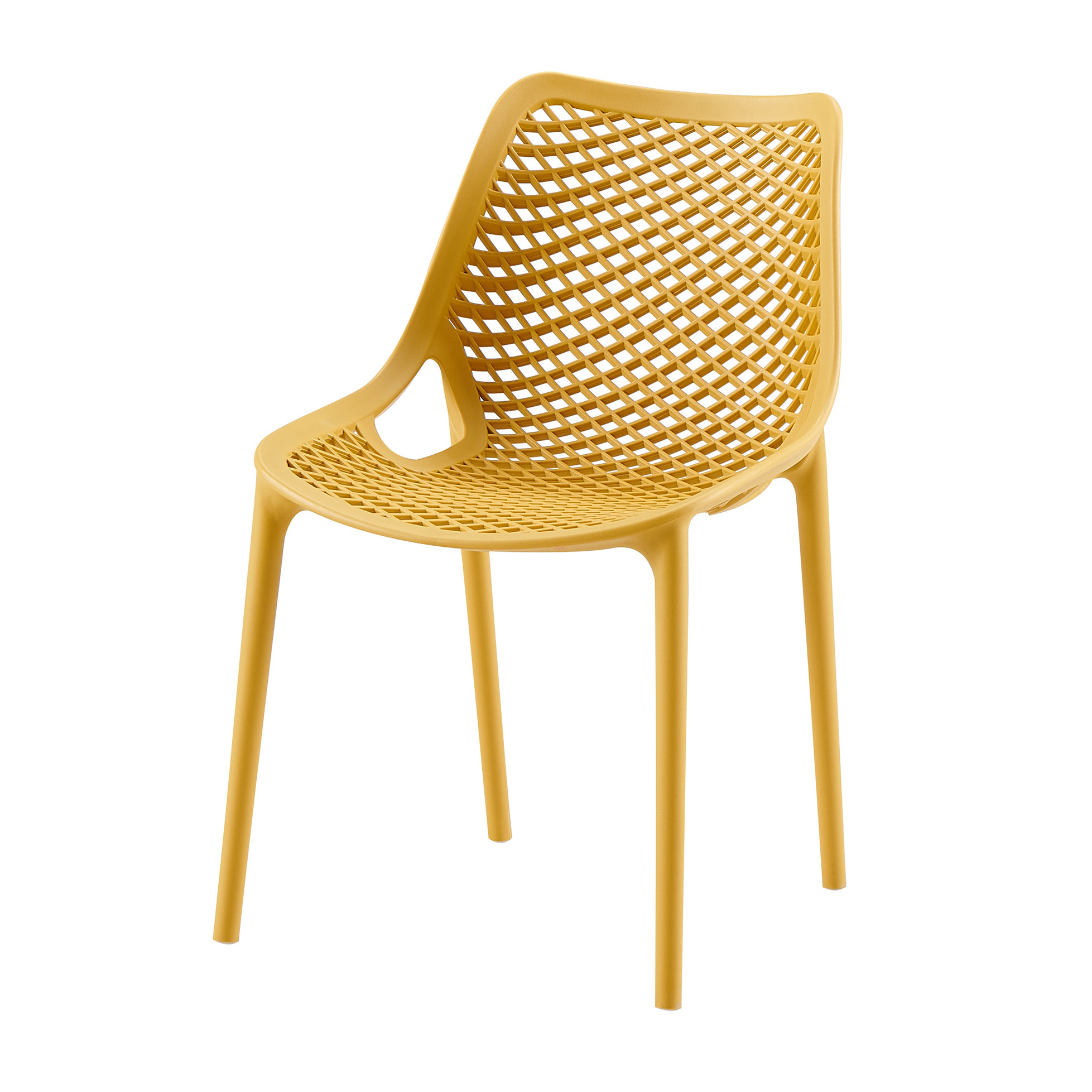 Set da, 4 Sedia Braga 2 In Polipropilene Senape per soggiorno, cucina e arredo bar