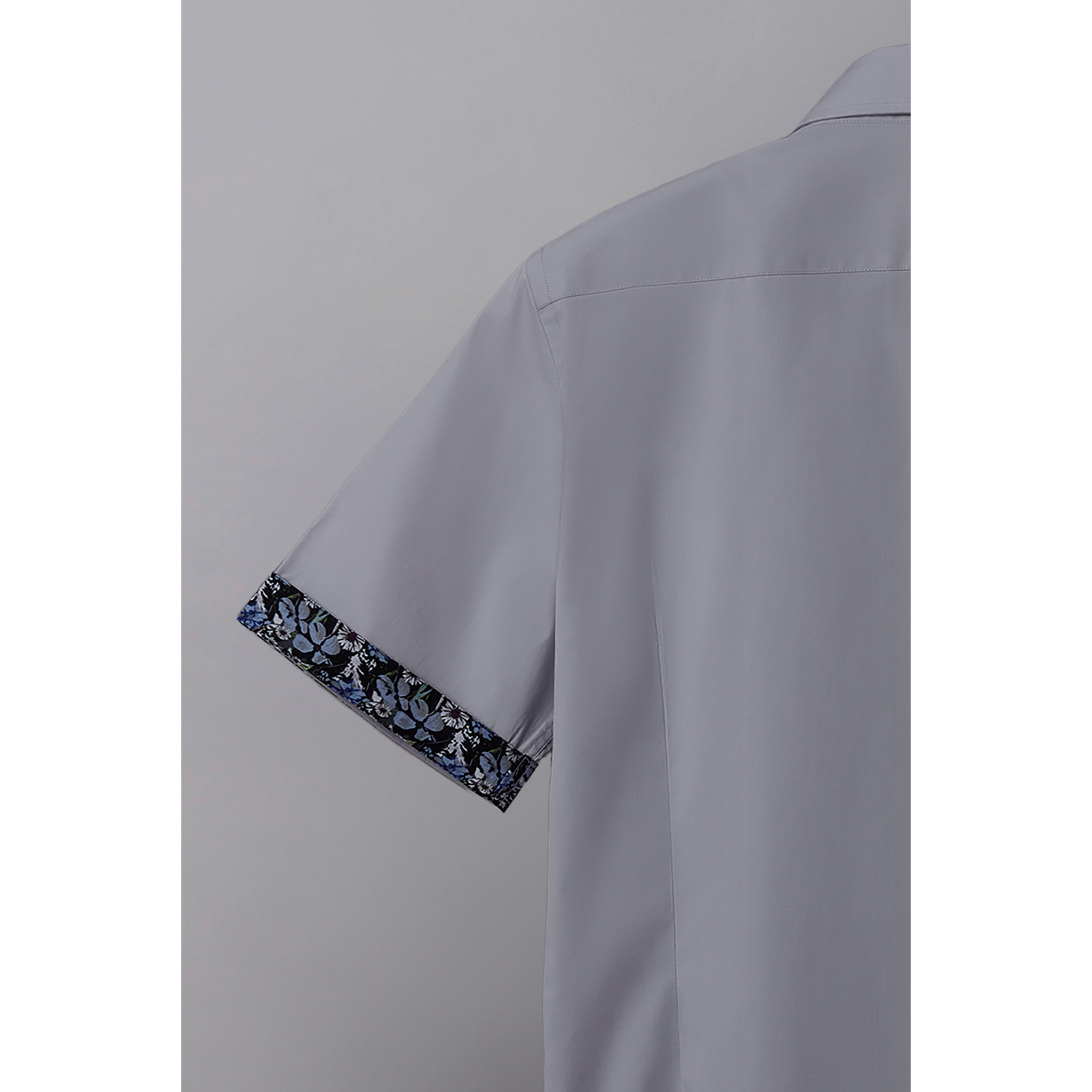 Camicia Uomo 1 Bottone Italiano Popeline Stretch Unito Grigio