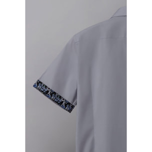 Camicia Uomo 1 Bottone Italiano Popeline Stretch Unito Grigio