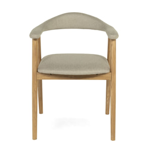 Lore - chaise en chêne massif et tissu - Bois / Beige