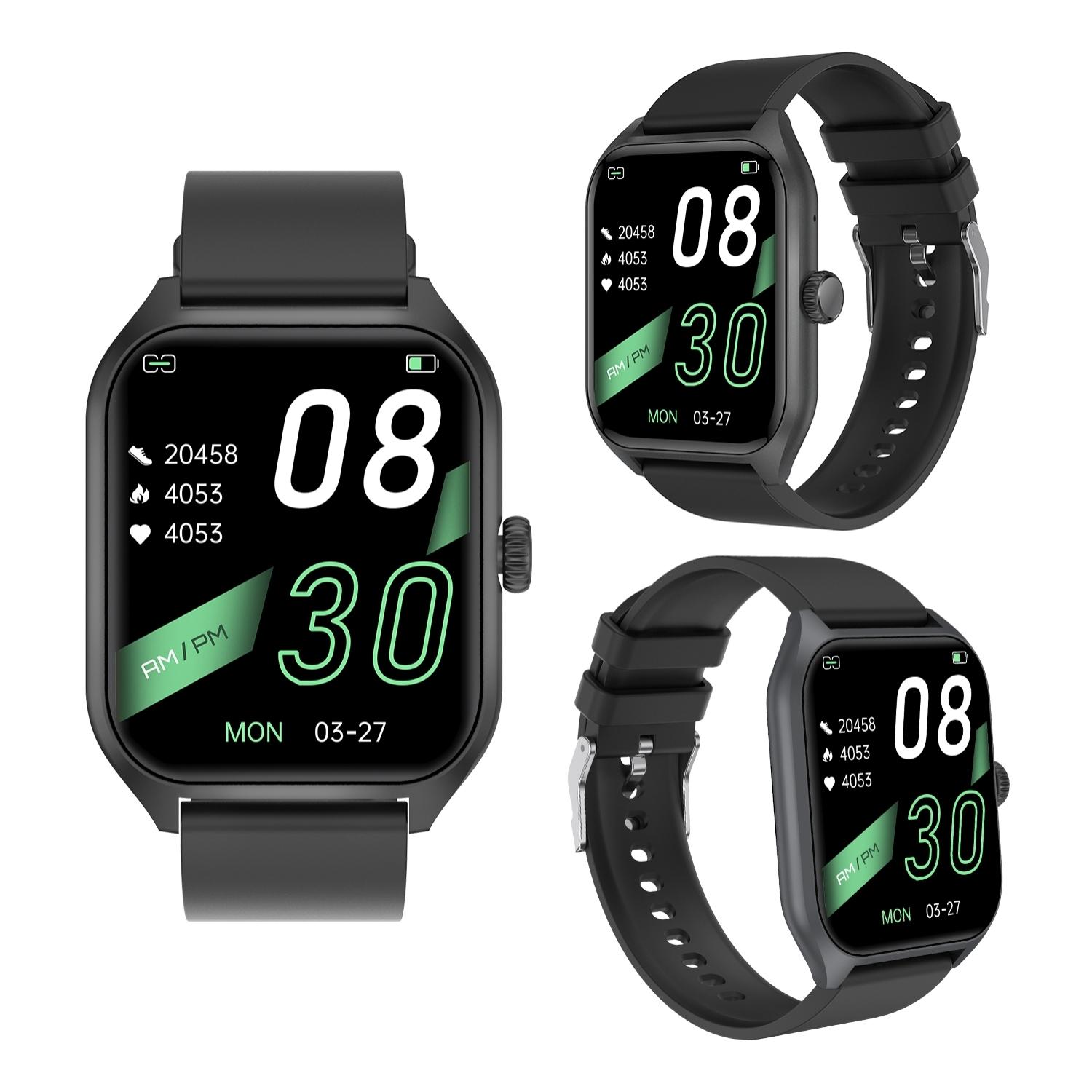 DAM Smartwatch Qx5 con schermo da 1,96 pollici. Chiamate Bluetooth, oltre 100 modalità sportive, misuratore di glucosio e pressione arteriosa.