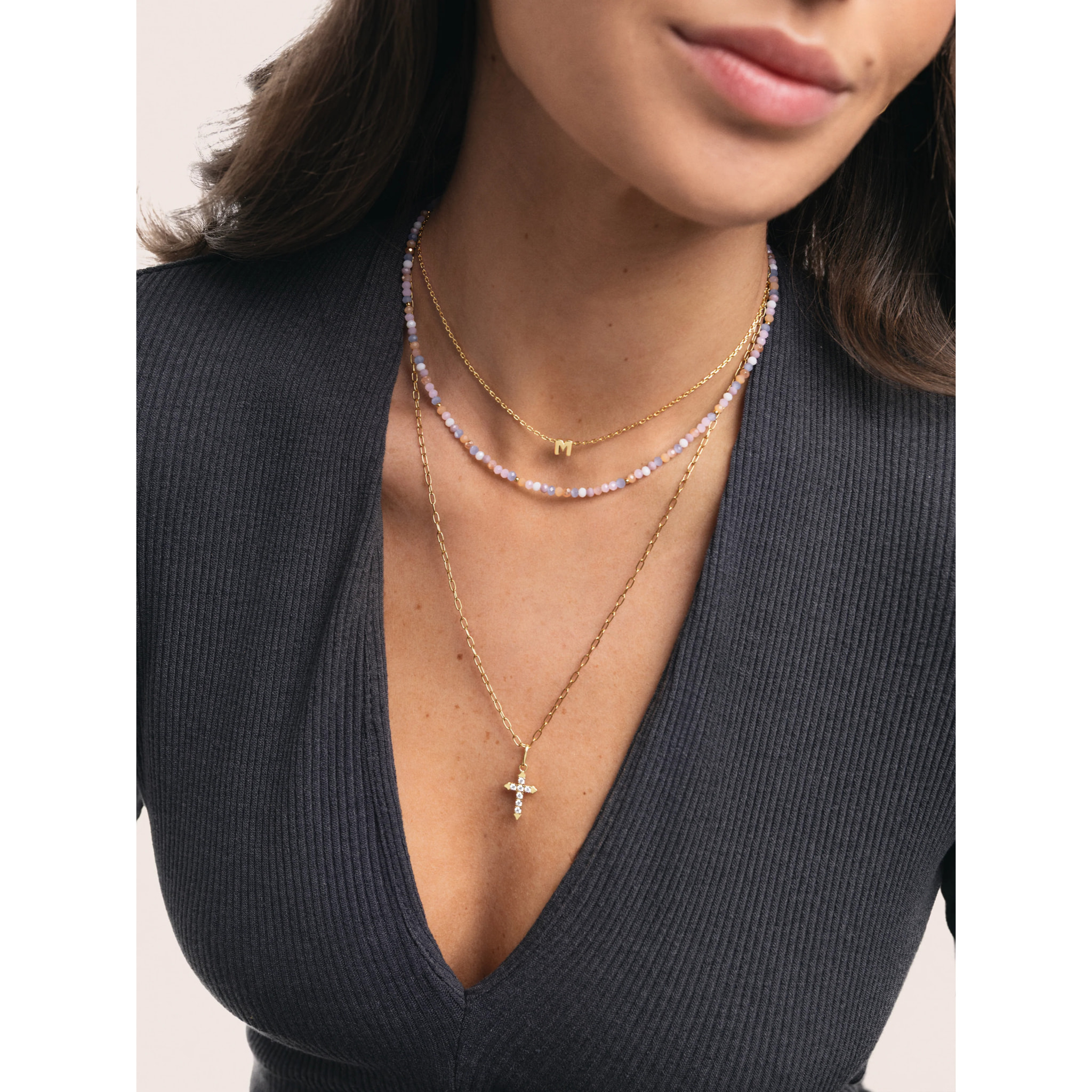 Collana Personalized Single Letter Argento Placcato Oro