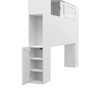 Tête de lit sur pieds Orem blanche avec rangement coulissant 140cm