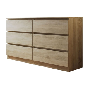 Celia - commode 6 tiroirs - bois - 139 cm - style contemporain - Bois